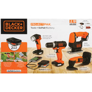 Black & Decker 4-Tool 12 Volt MAX Lithium-Ion Drill/Driver  Jig Saw  Detail Sander & Work Light GoPak Cordless Tool Combo Kit