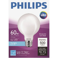 Philips 60W Equivalent Daylight G25 Medium Frosted LED Decorative Light Bulb