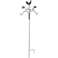 Panacea 78 In. Brown Steel Rooster Weathervane Double Shepherd Hook