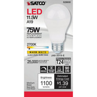 Satco 75W Equivalent Warm White A19 Medium Dimmable LED Light Bulb