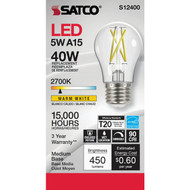Satco 40W Equivalent Warm White A15 Medium Dimmable Traditional LED Light Bulb