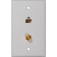 RCA White CAT 5/6 Single Coaxial Wall Plate