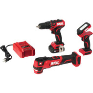 SKIL 3-Tool PWRCore 12 Volt Lithium-Ion Brushless Drill/Driver  Multi-Tool & Area Light Cordless Tool Combo Kit