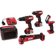 SKIL 5-Tool PWRCore 12 Volt Lithium-Ion Brushless Drill/Driver  Impact Driver  Multi-Tool  Light & Speaker Cordless Tool Combo