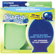 DishFish Dual Dish Scrubber & Sponge (2-Pack)