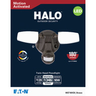 Halo Selectable Color Temperature Bronze Motion Sensing LED Twin Head Floodlight Fixture