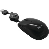 iHome Black Retractable Cord USB Travel Mouse