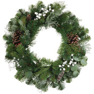 Gerson 24 In. Mixed Pine Artificial Wreath with Berries  Pine Cones  & Cedar
