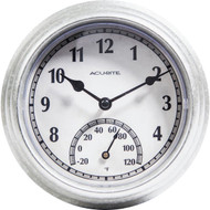Acurite 8.5 In. Brushed Galvanized Clock/Thermometer