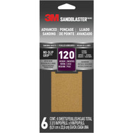 3M SandBlaster 3-2/3 In. x 9 In. Advanced Sanding Sheets with No-Slip Grip  120 Grit (6-Pack)