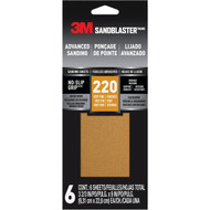 3M SandBlaster 3-2/3 In. x 9 In. Advanced Sanding Sheets with No-Slip Grip  220 Grit (6-Pack)