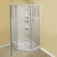 Maax Himalaya 38 In. L x 38 In. D x 74 In. H Center Drain Corner Shower Kit in White with Pivot Door in White