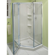 Maax Himalaya 38 In. L x 38 In. D x 74 In. H Center Drain Corner Shower Kit in White with Pivot Door in Chrome