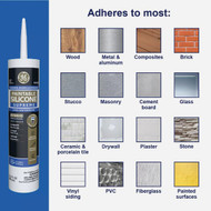 GE Supreme Paintable Silicone Window & Door Sealant  White  9.5 Oz. Cartridge