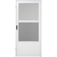 Croft Gibraltar Style 36 In. W x 80 In. H x 1-1_4 In. Thick White Self-Storing Aluminum Storm Door