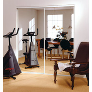 Erias 4260 Series 71 In. W. x 80-1_2 In. H. Bright White Bottom Roll Mirrored Bypass Door