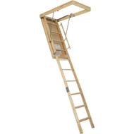 Louisville Premium 7 Ft. to 8 Ft. 9 In. 25-1_2 In. x 54 In. Wood Attic Stairs  250 Lb. Load