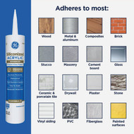 GE Siliconized Acrylic Advanced Window & Door Sealant  Clear  10 Oz. Cartridge