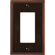 Amerelle Metro Line 1-Gang Cast Metal Rocker Decorator Wall Plate  Aged Bronze