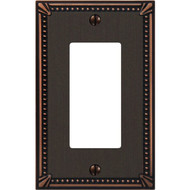 Amerelle Imperial 1-Gang Bead Cast Metal Rocker Decorator Wall Plate  Aged Bronze