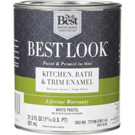 Best Look Latex Paint & Primer In One Kitchen Bath & Trim Semi-Gloss Interior Wall Paint  White-Pastel Base  1 Qt.