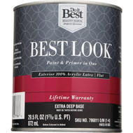Best Look 100% Acrylic Latex Premium Paint & Primer In One Flat Exterior House Paint  Extra Deep Base  1 Qt.
