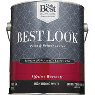 Best Look 100% Acrylic Latex Premium Paint & Primer In One Flat Exterior House Paint  High Hiding White  1 Gal.