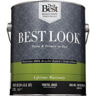 Best Look 100% Acrylic Latex Premium Paint & Primer In One Semi-Gloss Exterior House Paint  Pastel Base  1 Gal.