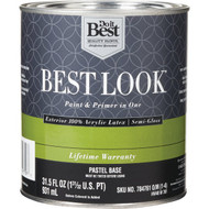Best Look 100% Acrylic Latex Premium Paint & Primer In One Semi-Gloss Exterior House Paint  Pastel Base  1 Qt.