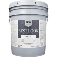 Best Look Latex Paint & Primer In One Matte Flat Ceiling Paint  Brilliant White  5 Gal.