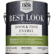 Best Look Alkyd_Oil Base Semi-Gloss Door & Trim Enamel Interior Wall Paint  White-Pastel Base  1 Gal.