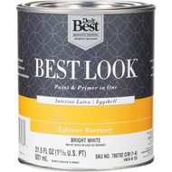 Best Look Latex Premium Paint & Primer In One Eggshell Interior Wall Paint  Bright White  1 Qt.