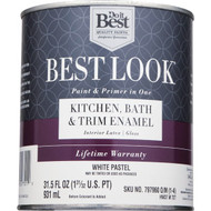 Best Look Latex Paint & Primer In One Kitchen Bath & Trim Enamel Gloss Interior Wall Paint  White-Pastel Base  1 Qt.