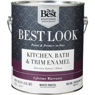 Best Look Latex Paint & Primer In One Kitchen Bath & Trim Enamel Gloss Interior Wall Paint  White-Pastel Base  1 Gal.