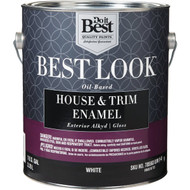 Best Look Oil-Based Alkyd Gloss Exterior House & Trim Enamel Paint  White  1 Gal.