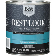 Best Look 100% Acrylic Latex Premium Paint & Primer In One Satin Exterior House Paint  Bright White  1 Qt.