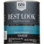 Best Look 100% Acrylic Latex Premium Paint & Primer In One Satin Exterior House Paint  Extra Deep Base  1 Qt.