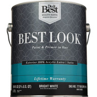 Best Look 100% Acrylic Latex Premium Paint & Primer In One Satin Exterior House Paint  Bright White  1 Gal.