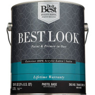 Best Look 100% Acrylic Latex Premium Paint & Primer In One Satin Exterior House Paint  Pastel Base  1 Gal.