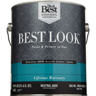 Best Look 100% Acrylic Latex Premium Paint & Primer In One Satin Exterior House Paint  Neutral Base  1 Gal.
