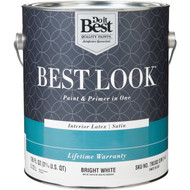Best Look Latex Premium Paint & Primer In One Satin Interior Wall Paint  Bright White  1 Gal.