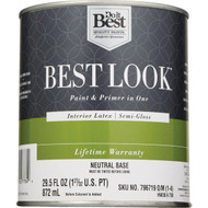 Best Look Latex Premium Paint & Primer In One Semi-Gloss Interior Wall Paint  Neutral Base  1 Qt.