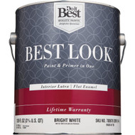 Best Look Latex Premium Paint & Primer In One Flat Enamel Interior Wall Paint  Bright White  1 Gal.