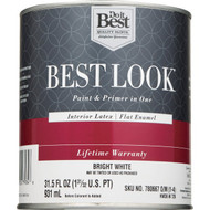 Best Look Latex Premium Paint & Primer In One Flat Enamel Interior Wall Paint  Bright White  1 Qt.