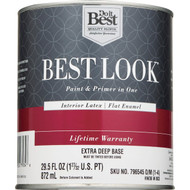 Best Look Latex Premium Paint & Primer In One Flat Enamel Interior Wall Paint  Extra Deep Base  1 Qt.