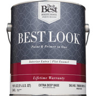 Best Look Latex Premium Paint & Primer In One Flat Enamel Interior Wall Paint  Extra Deep Base  1 Gal.