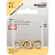 National 1-1_4 In. Brass Light Closed S Hook (2 Ct.)