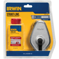 Irwin STRAIT-LINE 100 Ft. Classic Chalk Line Reel and Chalk  Red