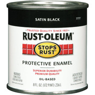 Rust-Oleum Stops Rust Oil Based Satin Protective Rust Control Enamel  Black  1_2 Pt.