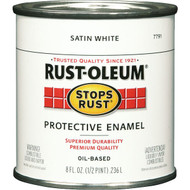 Rust-Oleum Stops Rust Oil Based Satin Protective Rust Control Enamel  White  1_2 Pt.